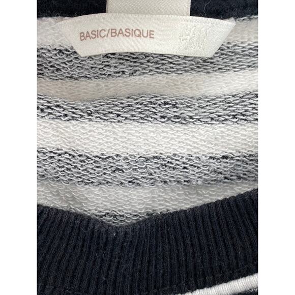 H&M BASIC Women’s Black-White Striped Crewneck Long Sleeve Sweatshirt SZ XL - Picture 8 of 11